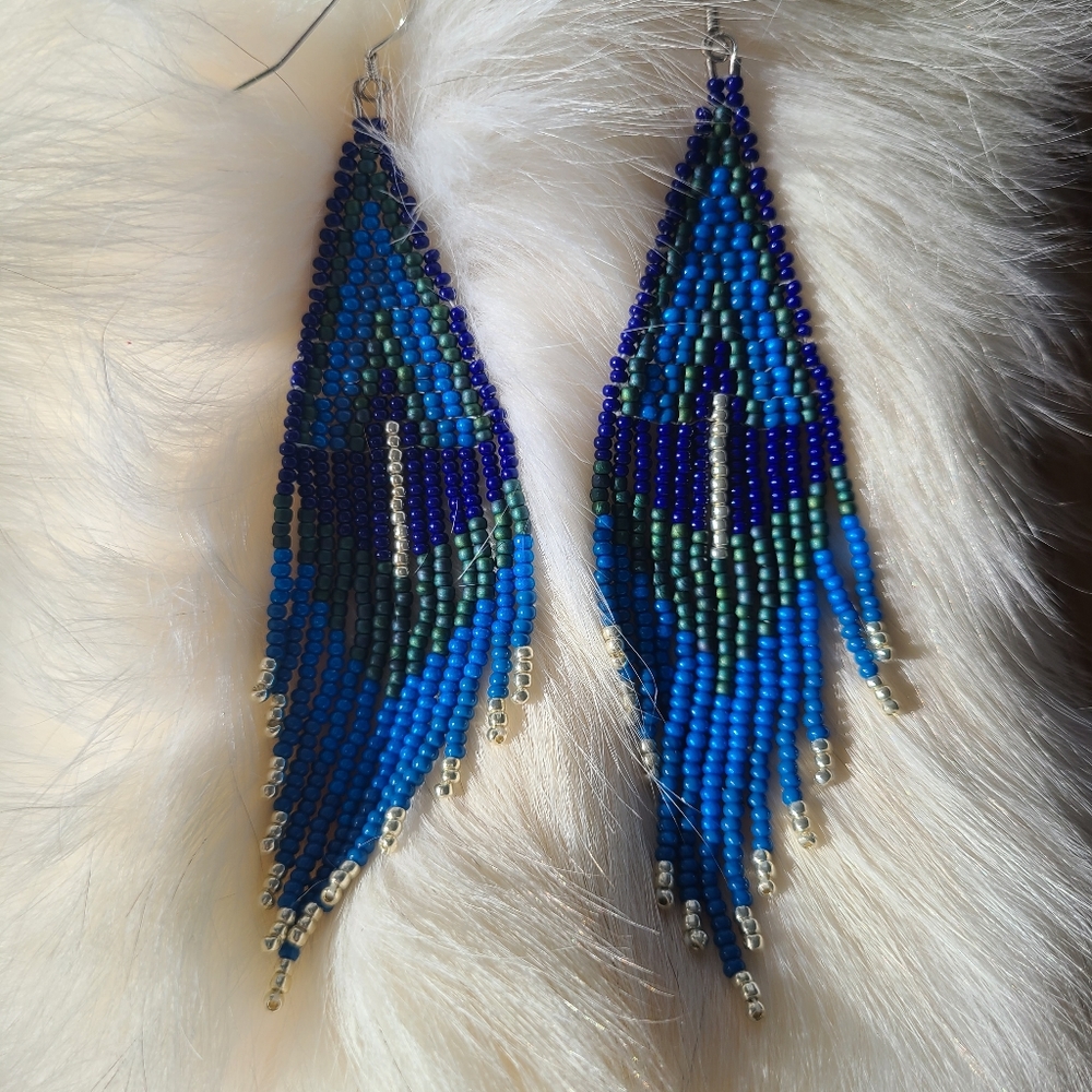 Indigenous handmade peacock feather earrings